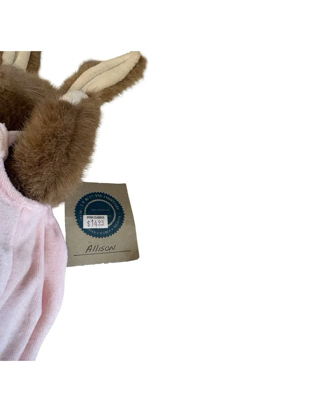 Boyds Bears Collection Allison Plush Bunny Rabbit in Pink Velvet Jumper Easter